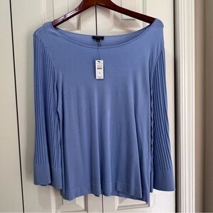 Medium, three-quarter length sleeve, light blue Talbots shirt.